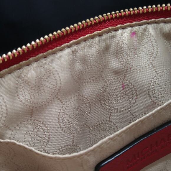 Michael Kors Red Leather Grommet Studded Wristlet Clutch, 10 Inch by 5 1/2 Inch - Picture 6 of 8